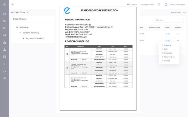 etwi - SOP Software for Digital Instructions and Training Matrices